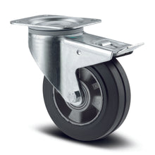 Încarcă imaginea în vizualizatorul Galerie, Roata pivotanta cu frana, fixare pe placa , cale de rulare din cauciuc natural , D 160 mm (Copy)