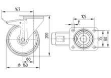 Încarcă imaginea în vizualizatorul Galerie, Roata pivotanta cu frana, fixare pe placa , cale de rulare din cauciuc natural , D 160 mm (Copy)