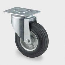 Încarcă imaginea în vizualizatorul Galerie, Roata PIVOTANTA , fixare pe placa , cale de rulare CAUCIUC , D 200 mm