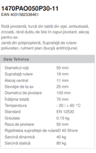 Încarcă imaginea în vizualizatorul Galerie, Roata pivotanta , fixare pe bolt , cale de rulare din cauciuc poliuretanic , D 50 mm