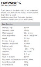 Încarcă imaginea în vizualizatorul Galerie, Roata pivotanta , fixare pe placa , cale de rulare cauciuc poliuretanic , D 50 mm