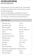 Încarcă imaginea în vizualizatorul Galerie, Roata pivotanta - fixare pe placa , calea de rulare din cauciuc termoplastic gri , D 75 mm