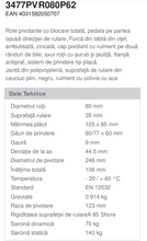 Încarcă imaginea în vizualizatorul Galerie, Roata pivotanta cu frana , fixare pe placa , cale de rulare din cauciuc , D 80 mm