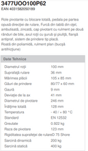Încarcă imaginea în vizualizatorul Galerie, Roata pivotanta cu frana , fixare pe placa, calea de rulare din poliamida duratech D100 mm