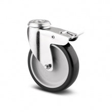 Încarcă imaginea în vizualizatorul Galerie, Roata pivotanta cu frana , fixare pe bolt, calea de rulare din poliuretan , D 100 mm