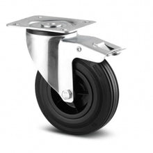 Încarcă imaginea în vizualizatorul Galerie, Roata pivotanta cu frana , fixare pe placa , cale de rulare din cauciuc , D 80 mm