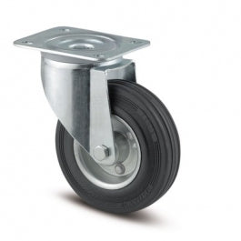 Roata pivotanta , fixare pe placa , calea de rulare din cauciuc D 160 mm