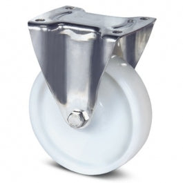 Roata  fixa , fixare pe placa din INOX , rola din poliamida duratech Diametrul 100 mm