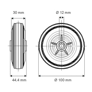 Rola din cauciuc DVR 100x30-12